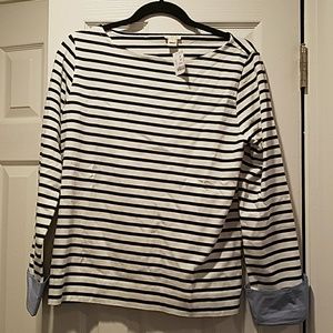 J crew cuffed striped boatbeck shirt